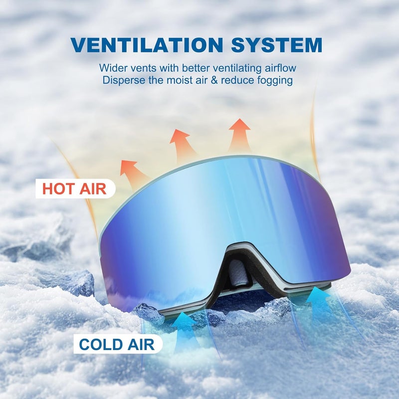 EXP VISION Ski/Snowboard Goggles, Magnetic Lens Snow Goggles with Anti-Fog & UV400 Protection for Men & Women - Image 5